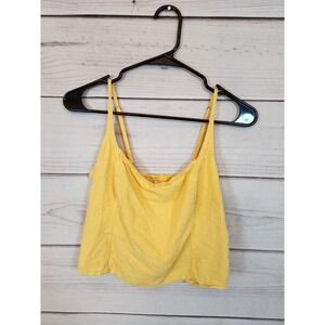 Abercrombie & Fitch Women's Yellow Solid Sleeveless Strap Crop Top Size Medium‎